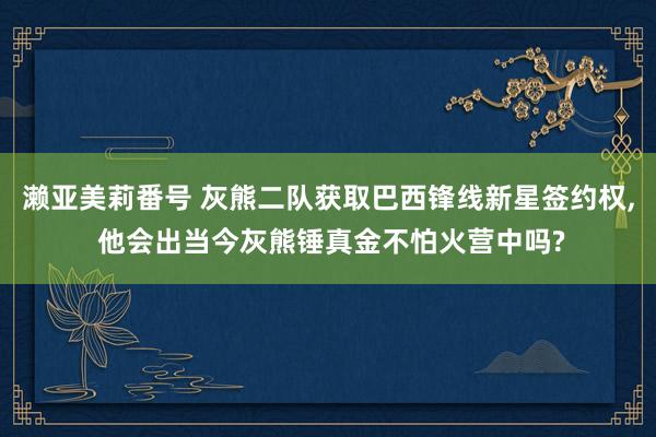 濑亚美莉番号 灰熊二队获取巴西锋线新星签约权， 他会出当今灰熊锤真金不怕火营中吗?