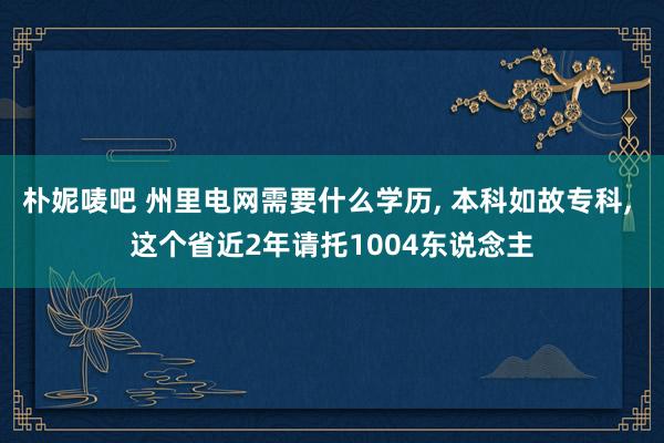朴妮唛吧 州里电网需要什么学历， 本科如故专科， 这个省近2年请托1004东说念主