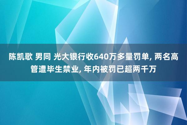陈凯歌 男同 光大银行收640万多量罚单， 两名高管遭毕生禁业， 年内被罚已超两千万